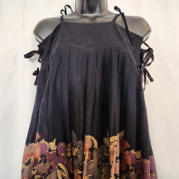 VTG Floral Semi Sheer Linen Triple Tie Sleeve Witchy Cottagecore Coquette Small - Picture 6 of 10